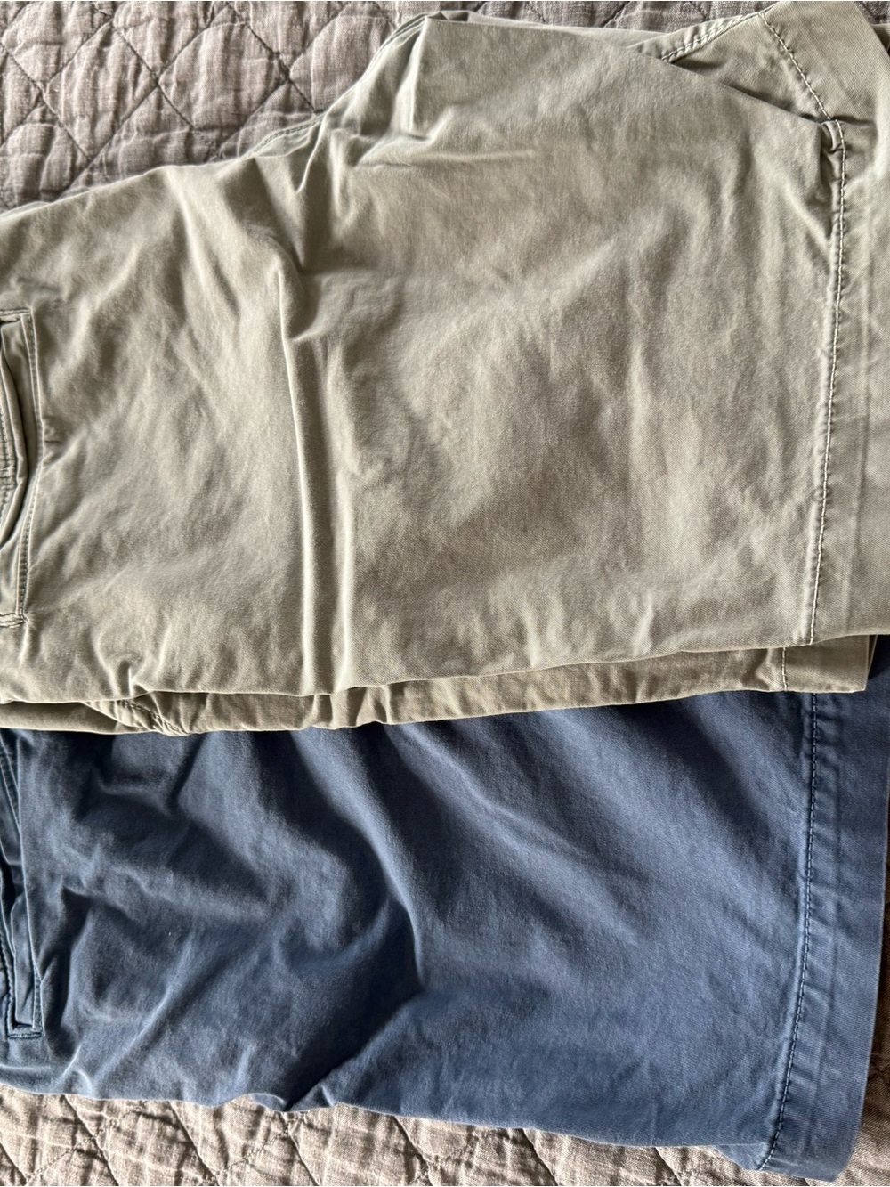 American Eagle Outfitters Men's Flat Front Shorts — Light Blue & Light Gray - Picture 10 of 11